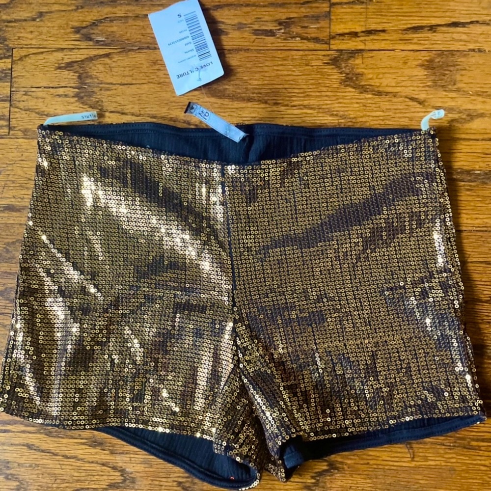 Gold Sequin Shorts. Size Small. New with tags.